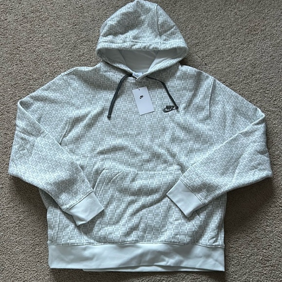 NWT Nike Men’s white/grey print XL hoodie - Picture 2 of 7
